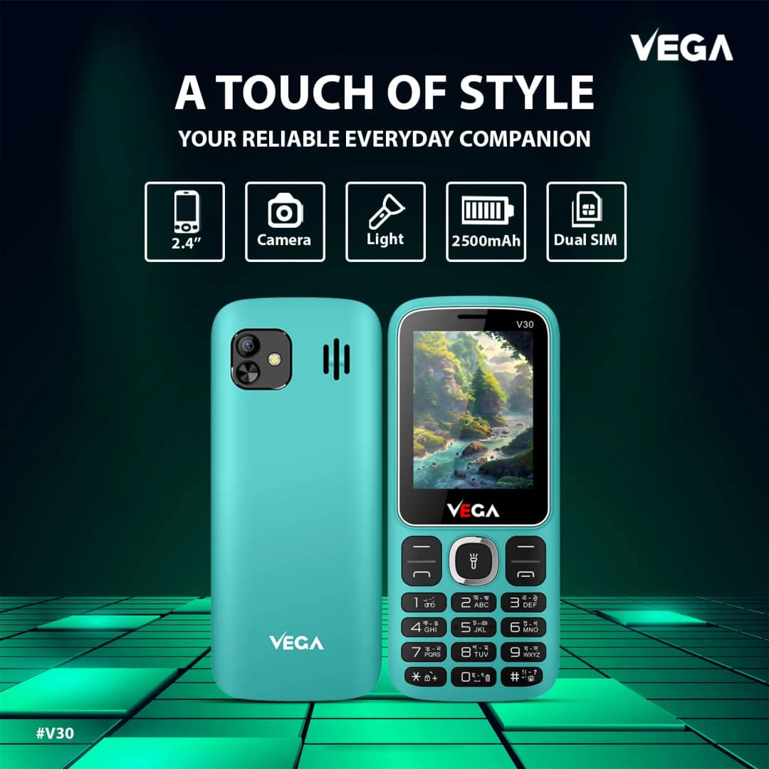 Vega V30 Feature Button Mobile Phone 2500MAH Battery Strong Network Stylish Update Model