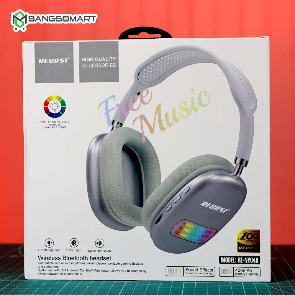 RE - NY040 Wireless Stereo  Headphone (RGB)
