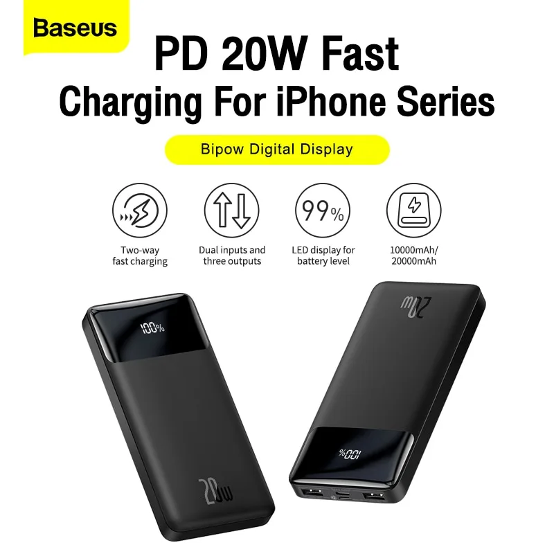 Baseus Bipow Digital Display Fast charge Power bank 10000mAh 25W-Black